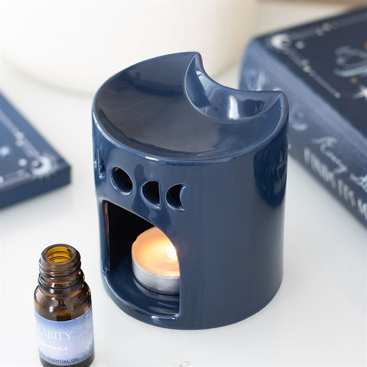 Burner Home Fragrance Crescent Moon Oil Decor Blue
