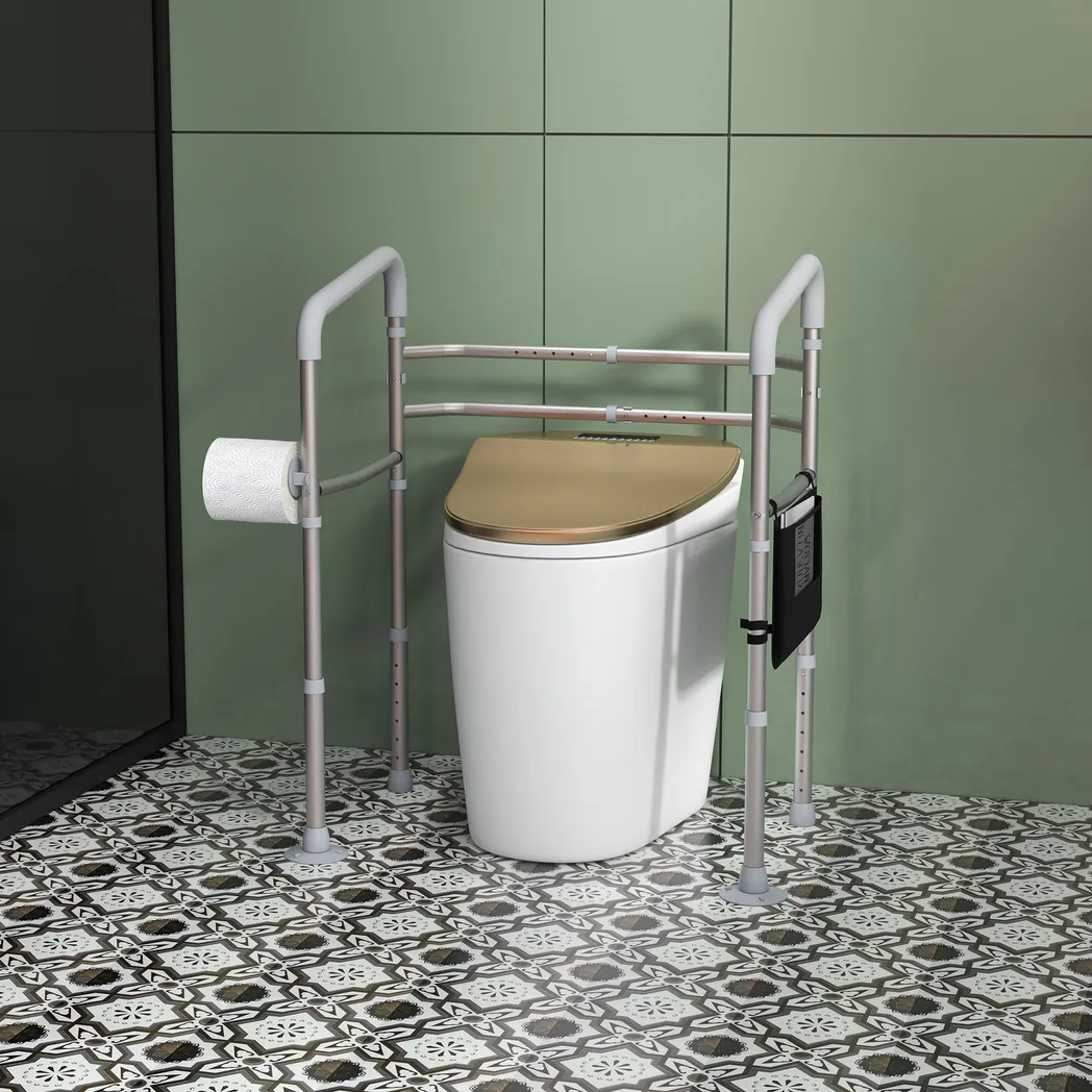 HOMCOM ADJUSTABLE TOILET Safety Frame with Additional Rubber Tips ...