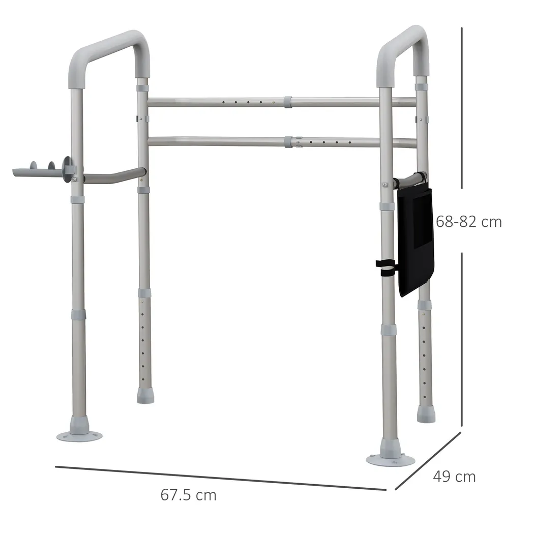 HOMCOM ADJUSTABLE TOILET Safety Frame with Additional Rubber Tips ...