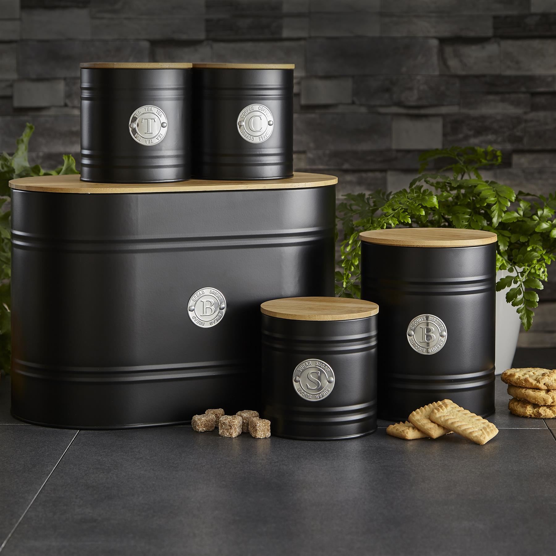 5 Piece Kitchen Canister Set - Scandi Black