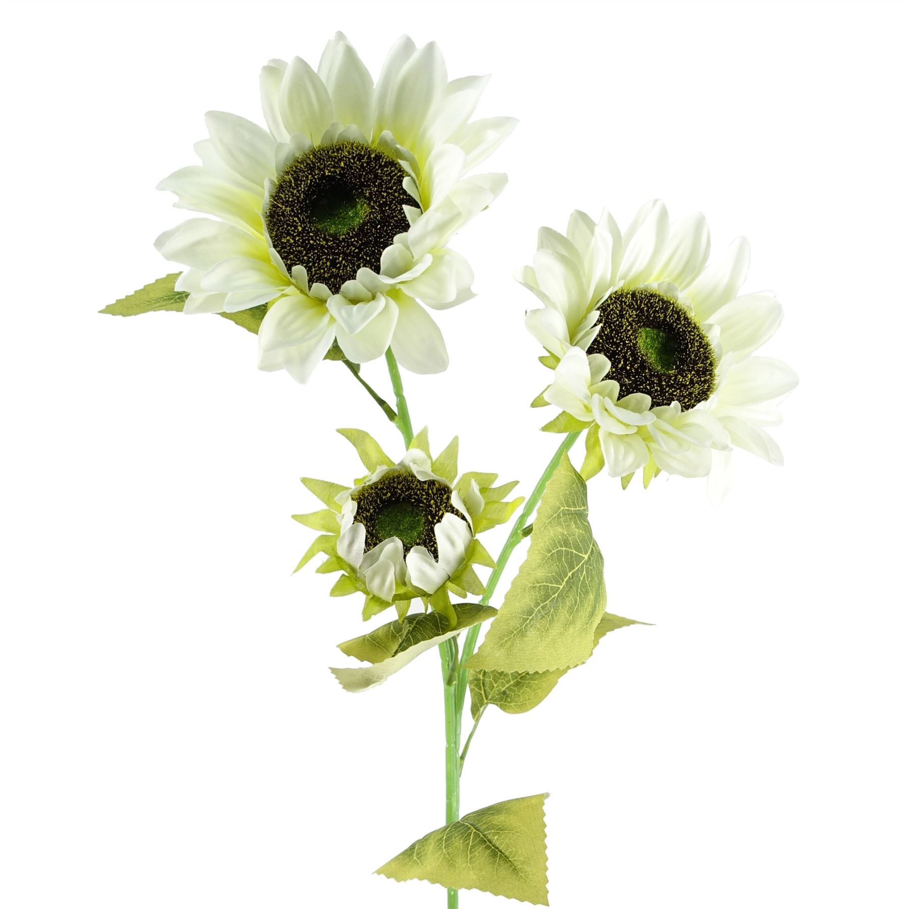 88cm White Artificial Sunflower - 3 Heads