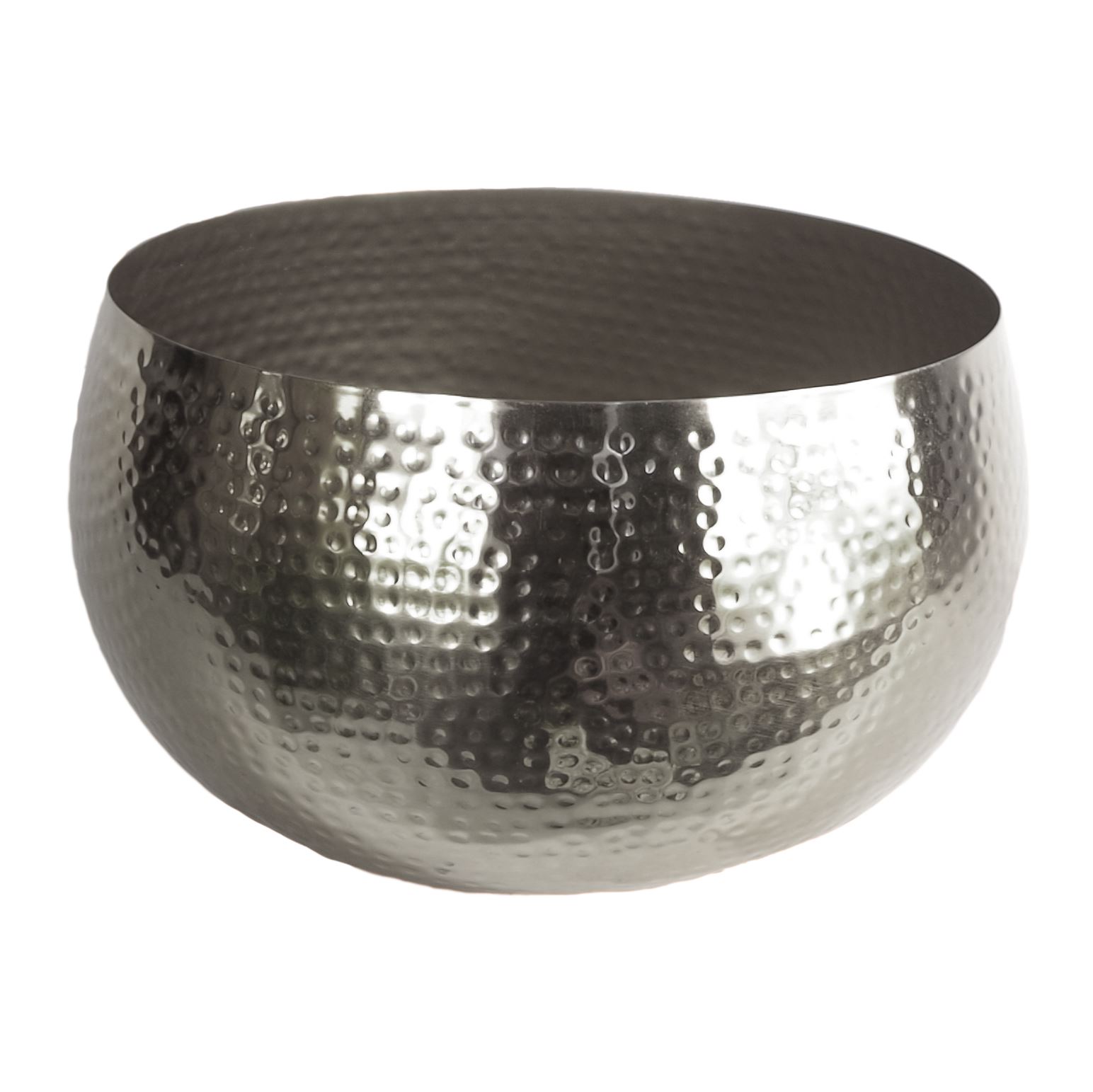 Leaf Large Metal Planter Bowl 32 X 20cm Hammered Silver Colour - Straight Edge