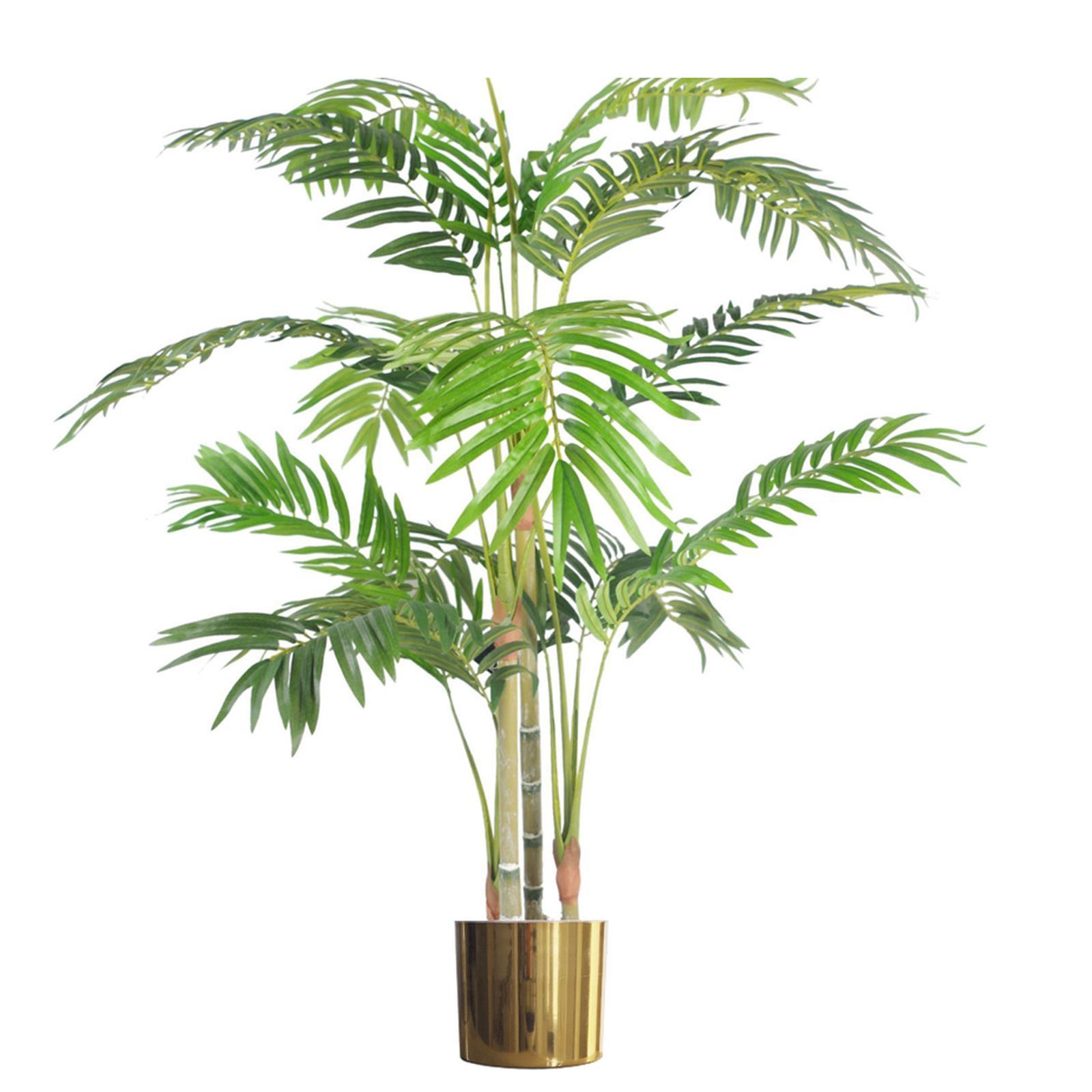 120cm (4ft) Premium Artificial Areca Palm With Pot With Gold Metal Planter